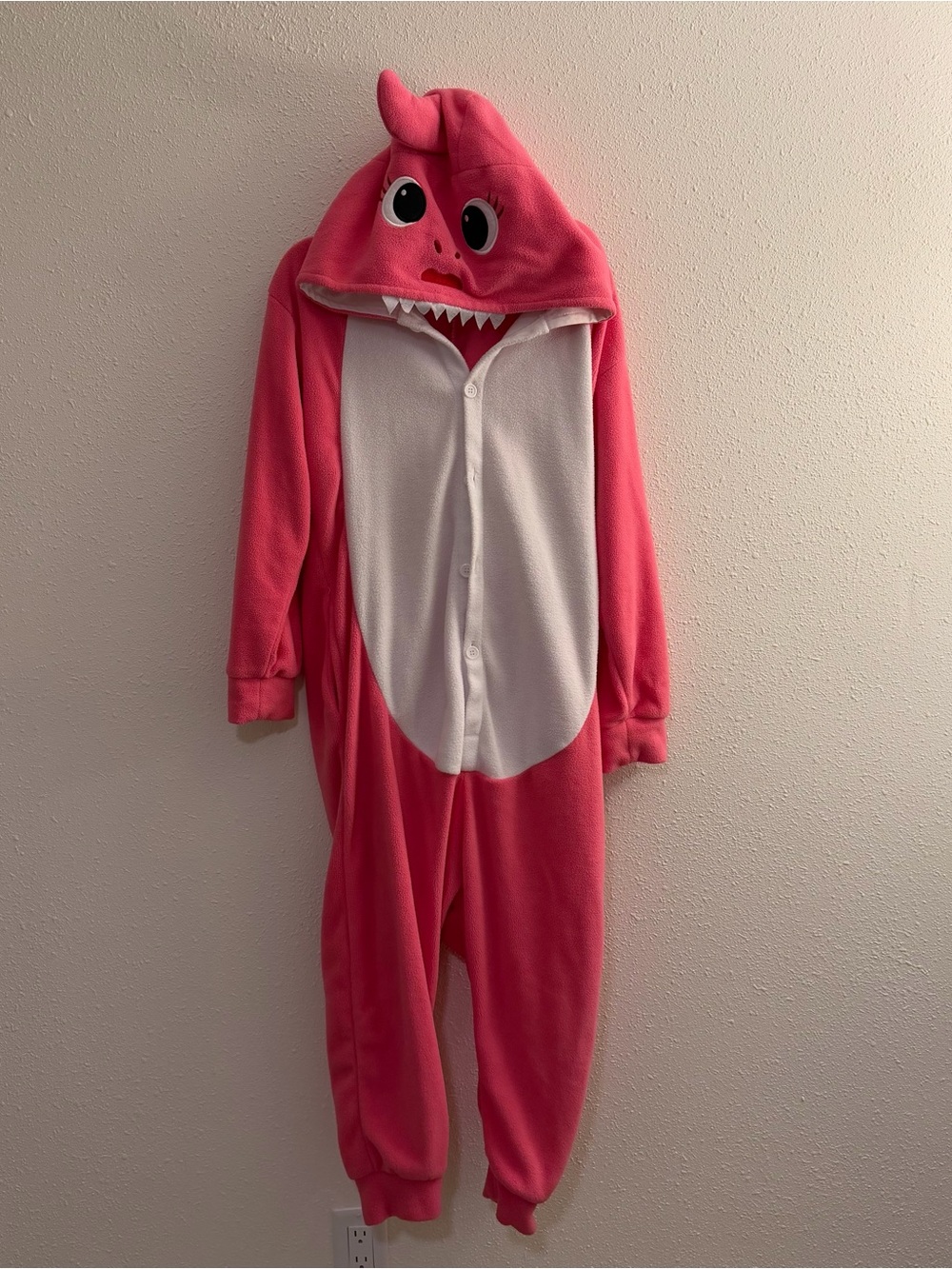 Kids Pink Shark Hooded One-Piece Pajamas